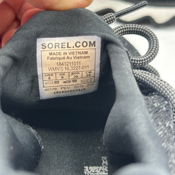 SOREL Kinetic Lace Sneakers Trainers Black Gray Wool Sz 8 - Picture 7 of 7